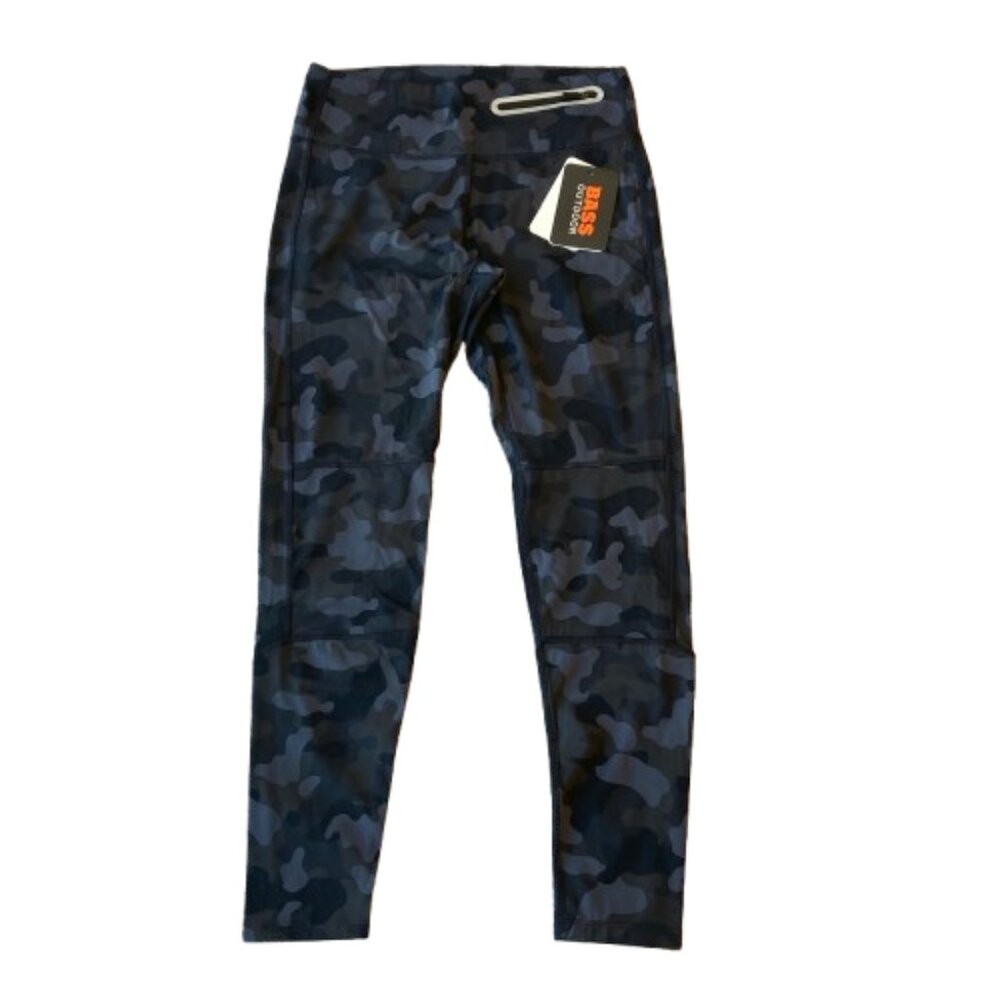 Bass Outdoor Fastline Camo Print Trail Leggings Womens Small S Black/Gray NWT